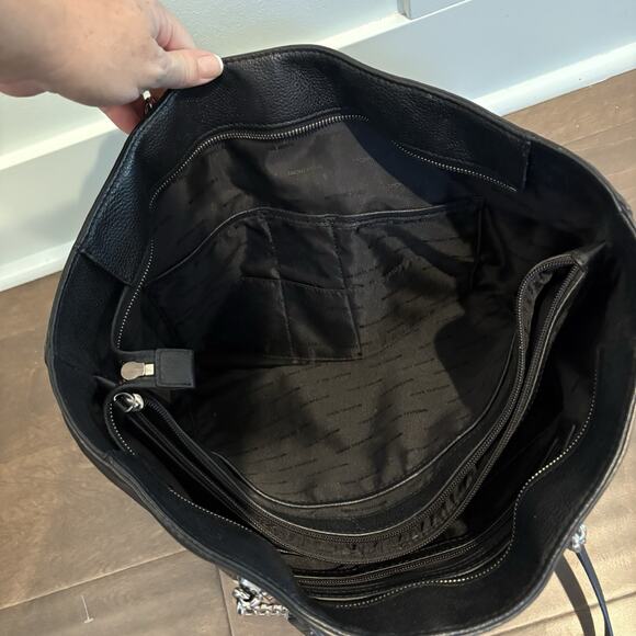 MICHAEL KORS Tote Bag Black Large Chain Mercer Work Bag Pebbled Leather Office - Picture 8 of 16